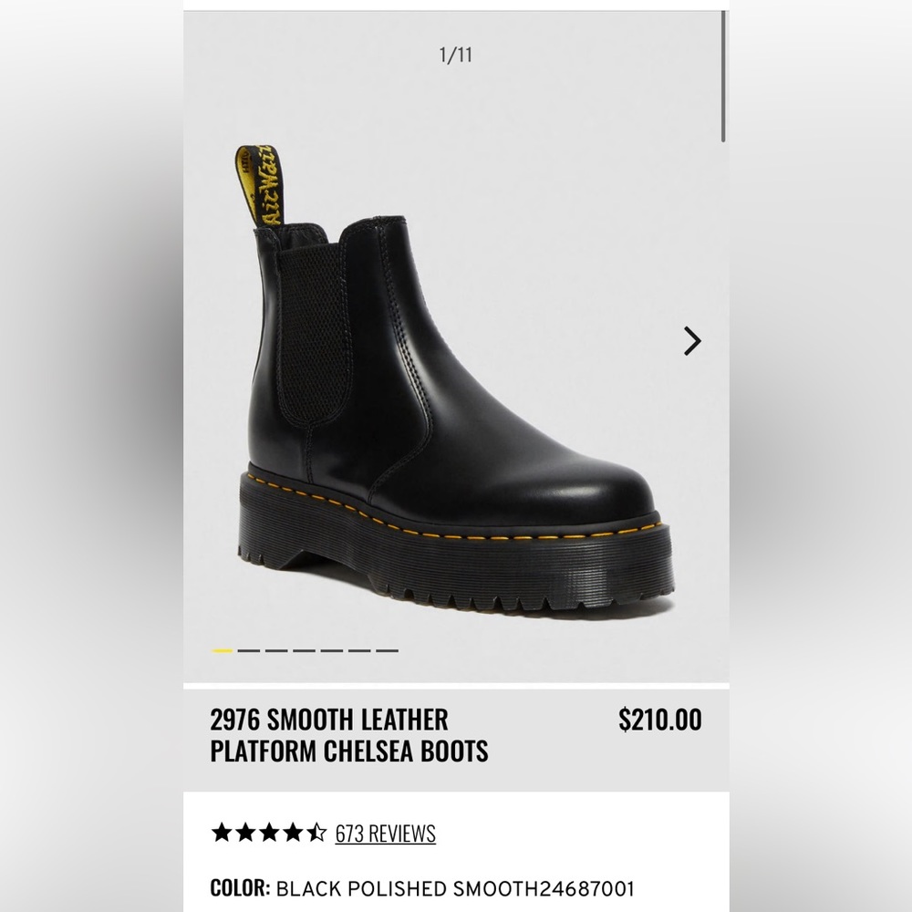 Dr.Martens Smooth Leather Platform Chelsea Boots